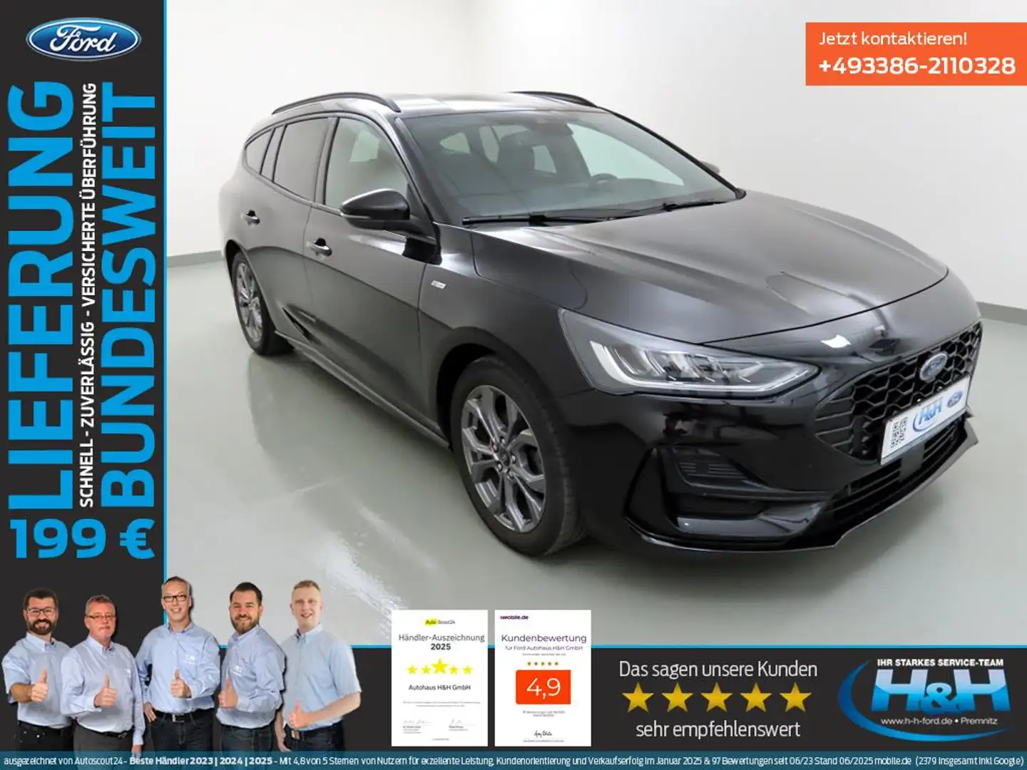 Ford Focus Turnier 1.0 M-Hybrid Aut.ST-Line LED+iACC Schwarz - 1