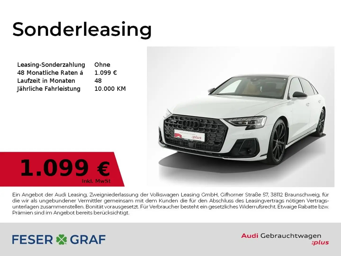 Audi A8 50 TDI S Line Int Pano,Standhzg,Sitzbel,B&O Bianco - 1