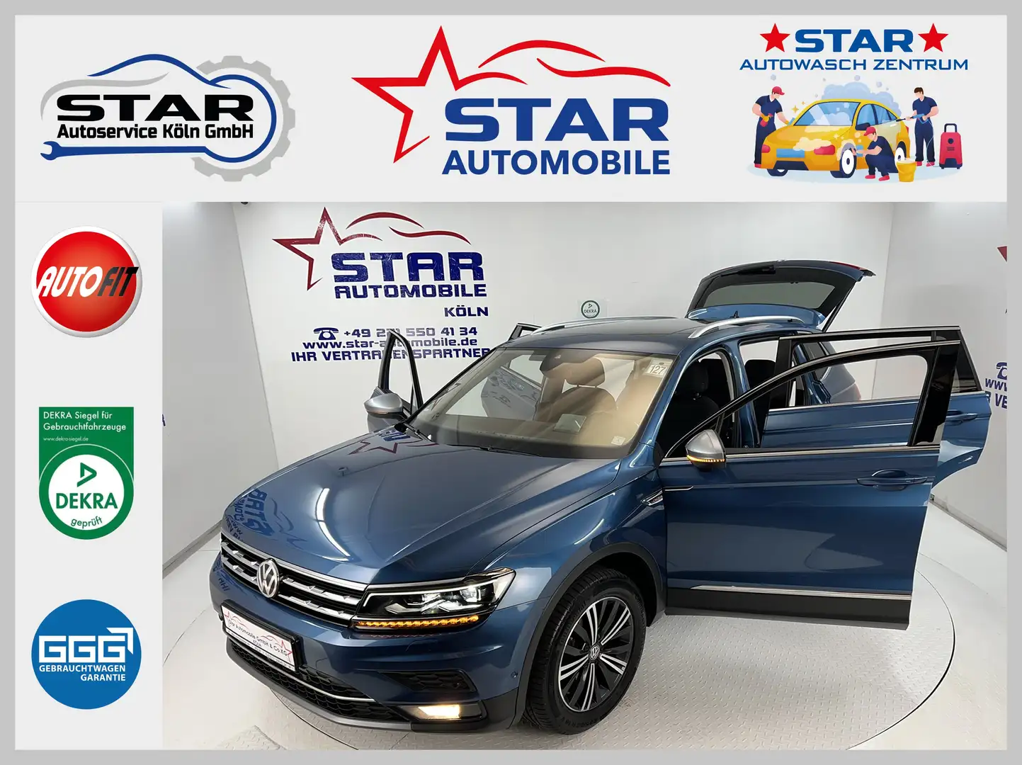 Volkswagen Tiguan Allspace Highline 4Motion*2,0TDI-176KW*STH*NAVI*AHK*LED*E6d Azul - 1
