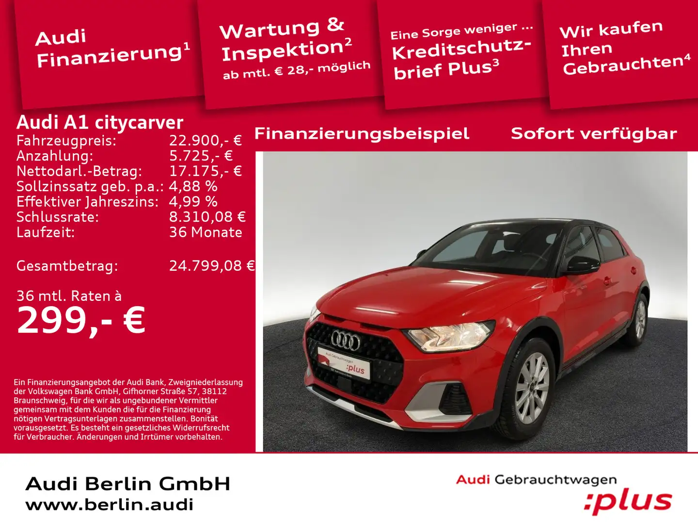 Audi A1 30 TFSI S tr. VIRTUAL RFK Rot - 1