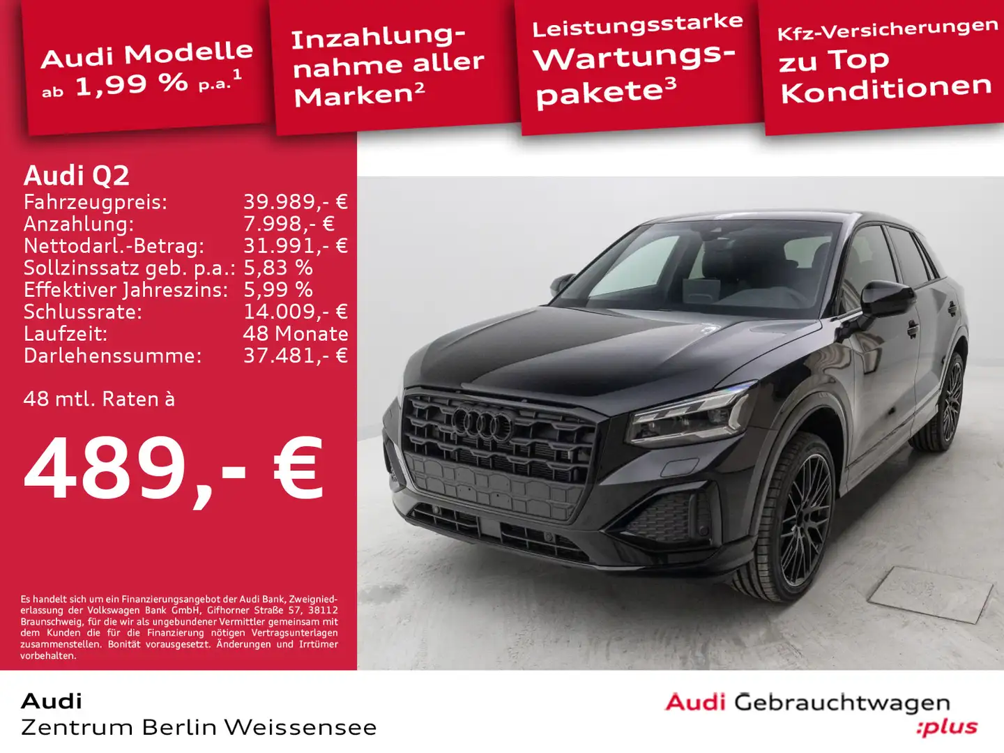 Audi Q2 35 TFSI S-TRO*ADVANCED*MATRIX*NAV*RFK*SHZ*PDC Schwarz - 1