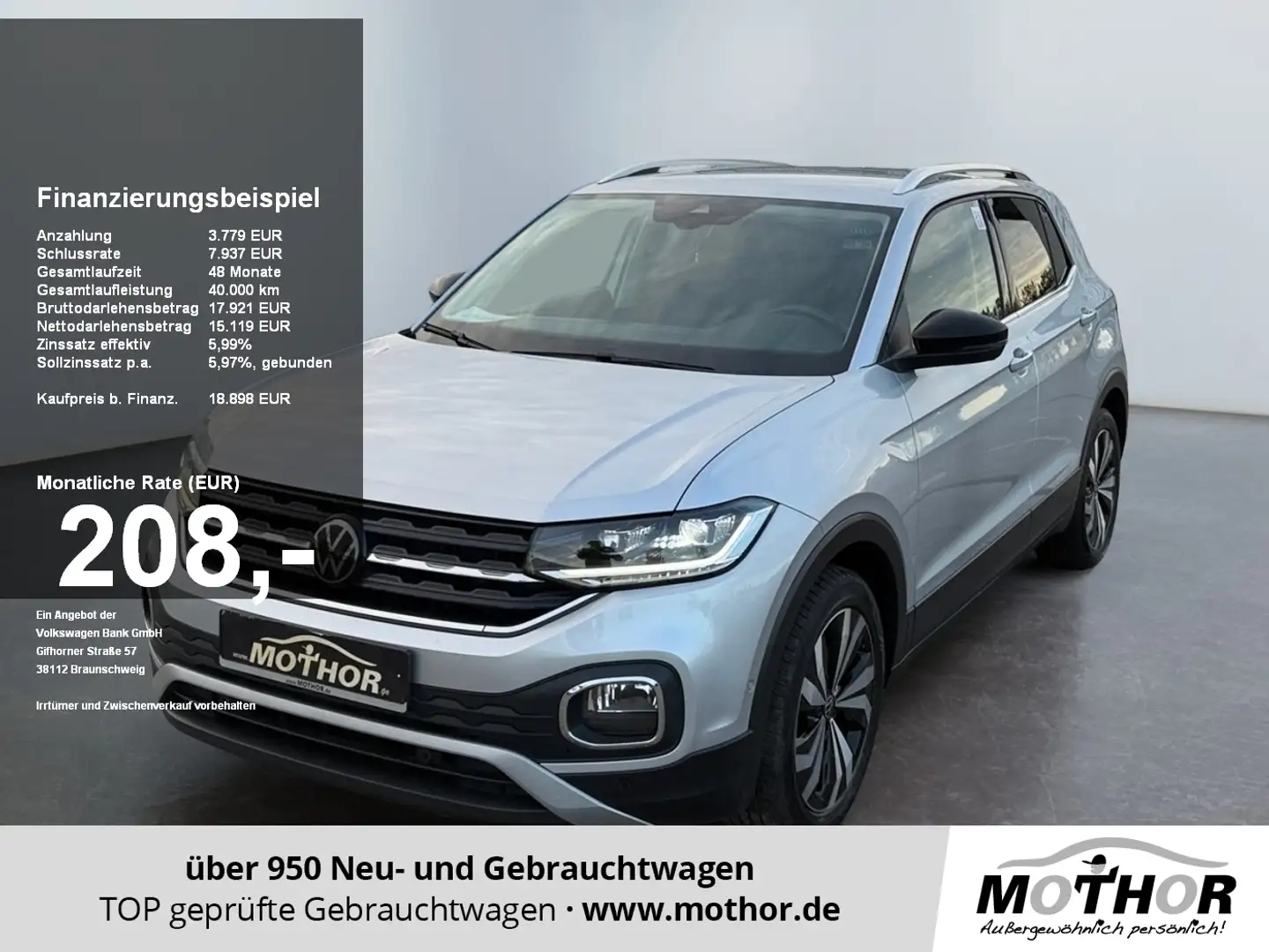 Volkswagen T-Cross StyleTSI DSG Abstandstempomat Climatronic Silber - 1