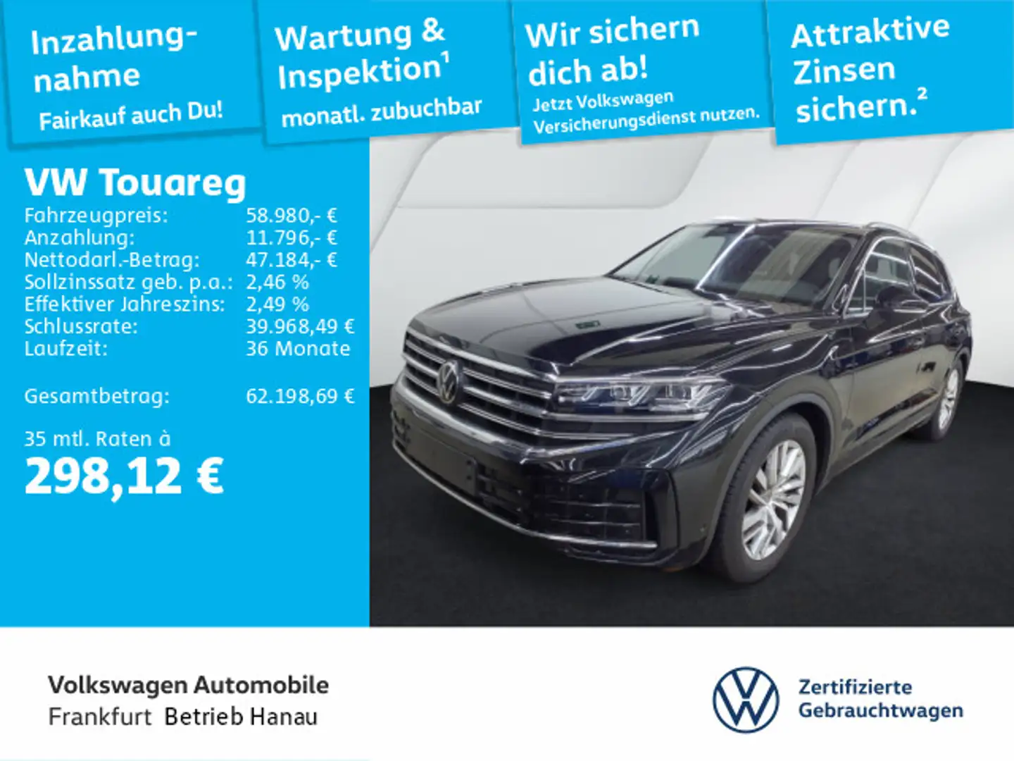 Volkswagen Touareg 3.0 V6 TDI Elegance 4Motion Navi AHK IQ. Schwarz - 1