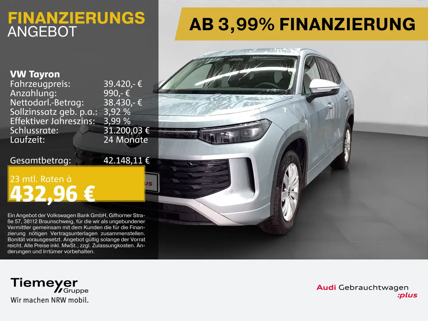 Volkswagen Tayron 1.5 TSI DSG LIFE LM20 AHK KAMERA SITZHZG Silber - 1