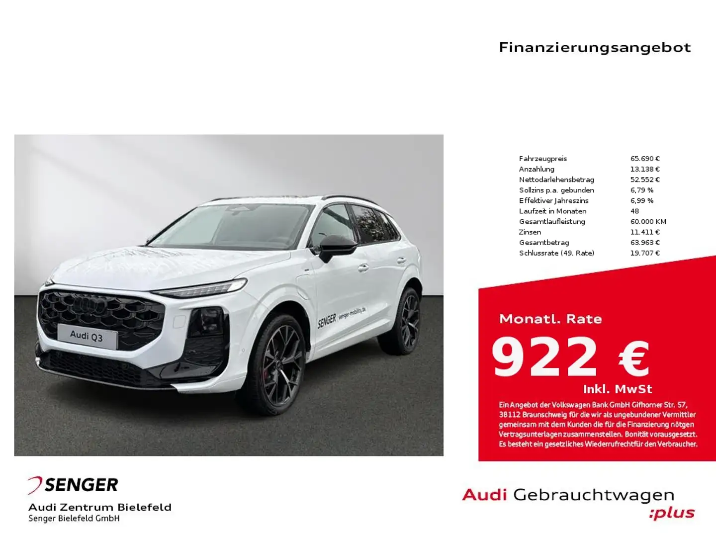 Audi Q3 1.5 TFSI e-hybrid S Tronic Digitales Cockpit Weiß - 1