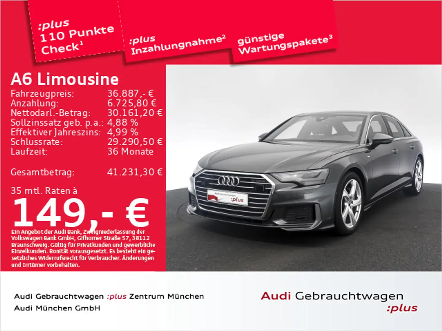 Audi A6 45 TFSI S tronic advanced ACC/Navi+ Grau - 1