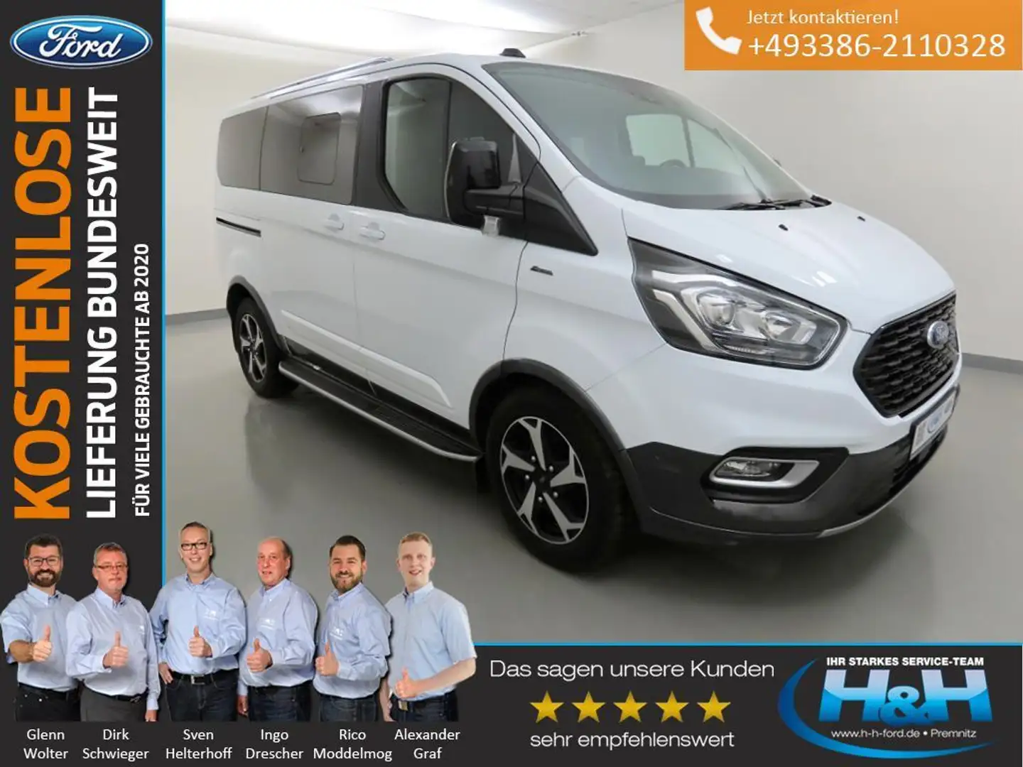 Ford Tourneo Custom 2.0 Aut 320 L1 Active AHK+Kam+SHZ Weiß - 1
