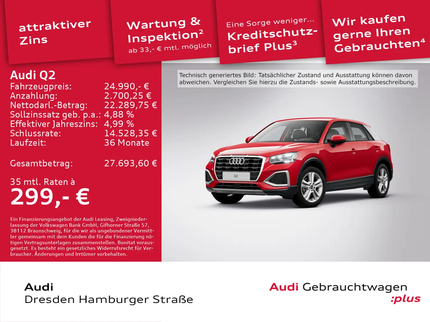 Audi Q2 35 TFSI Advanced Matrix S tronic Rot - 1