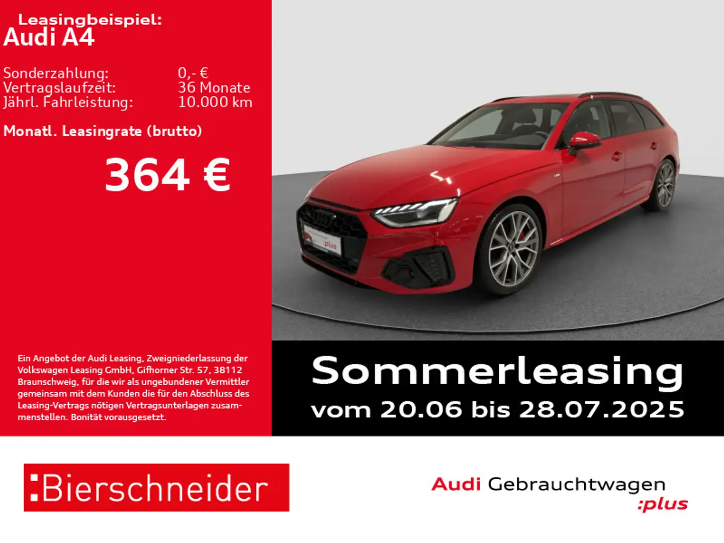 Audi A4 Av 40 TFSI qu S-Line Black 19 AHK PANO MATRIX Rosso - 1