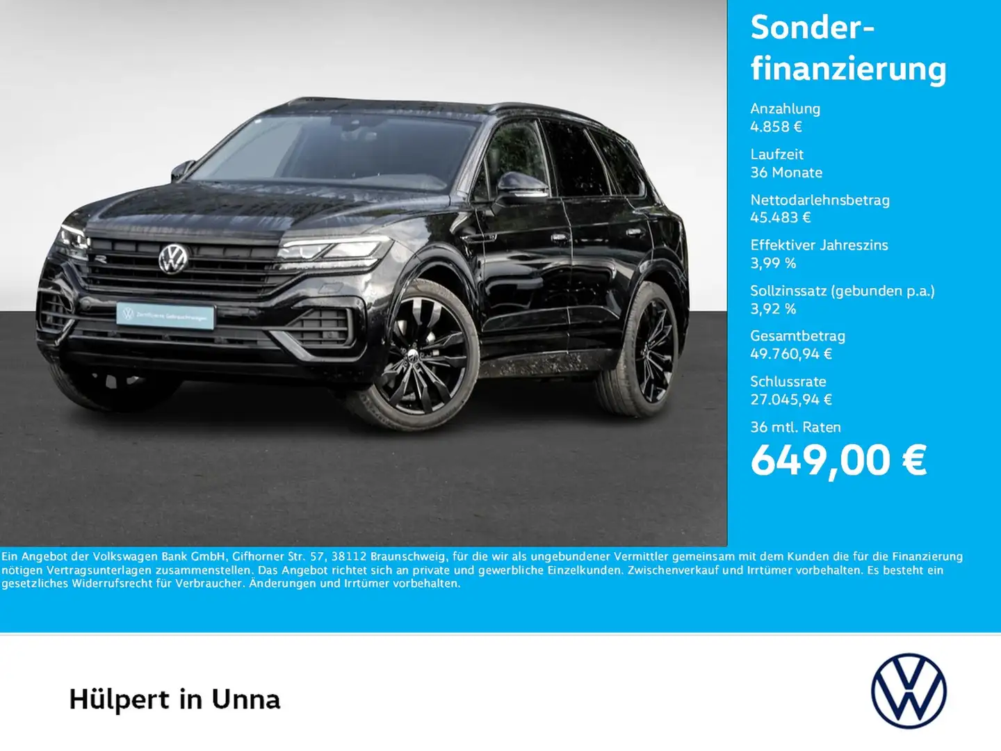 Volkswagen Touareg V6 R-LINE BLACKSTYLE AHK 360CAM ACC LM21 Schwarz - 1