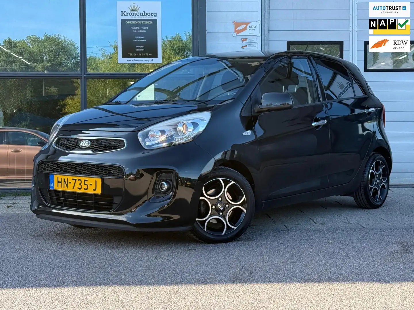 Kia Picanto 1.0 CVVT First Edition, NAP, APK, AIRCO Zwart - 1