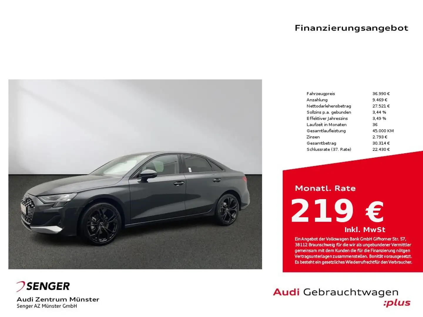 Audi A3 35 TDI advanced S tronic MMI LED Digi-Cockpit Grau - 1