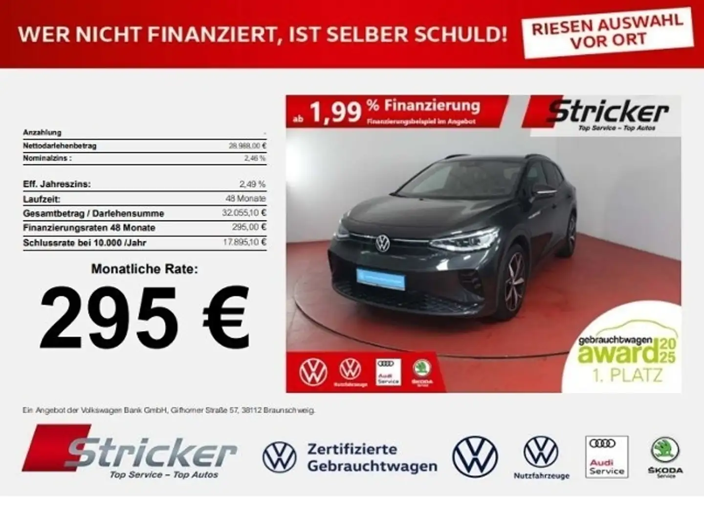Volkswagen ID.4 GTX 295,-ohne Anzahlung Navi ACC Kamera Grau - 1
