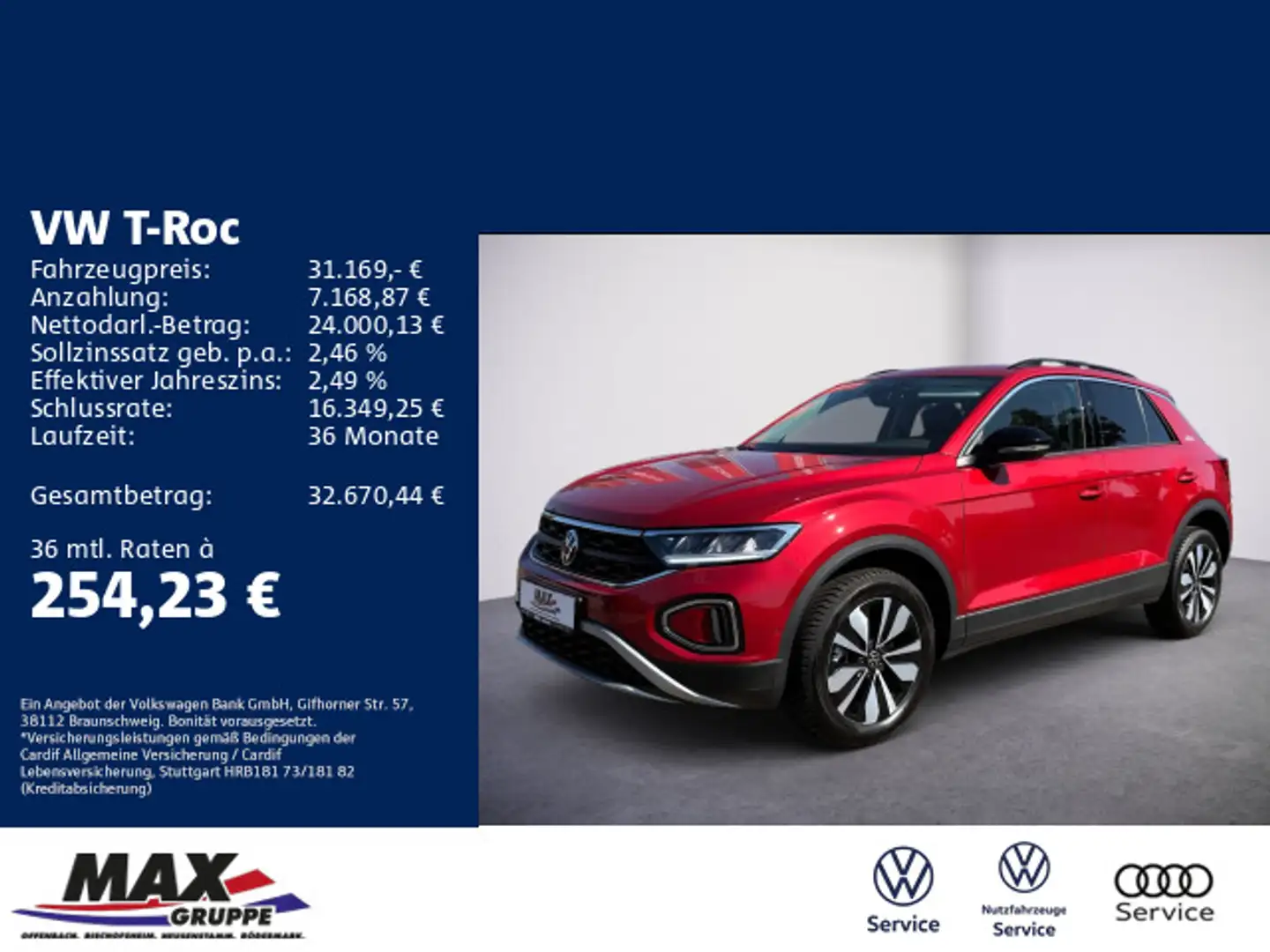 Volkswagen T-Roc 2.0 TDI DSG GOAL LED+KAMERA+ACC+STHZ+DCP+L Rot - 1