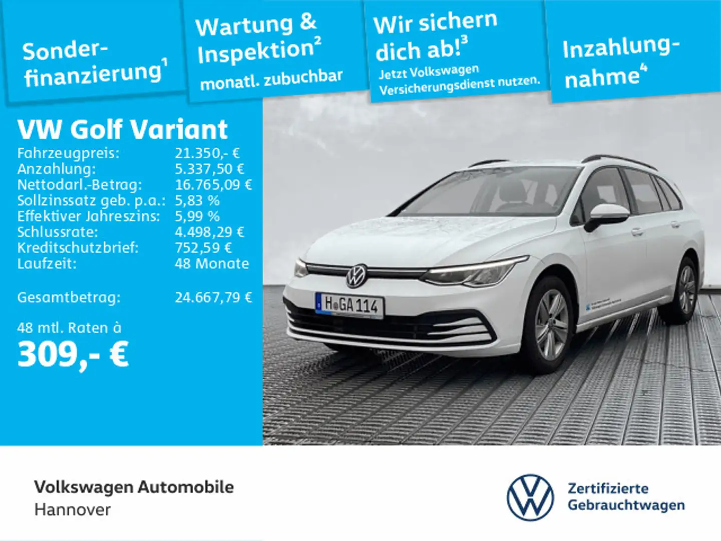 Volkswagen Golf Variant Golf VIII Variant 1.0 TSI Life Klima ParkPilot A Weiß - 1