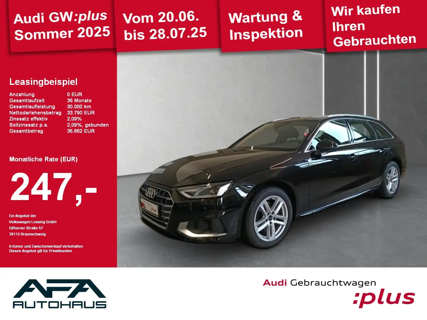 Audi A4 Avant 35 TFSI Adva. S tronic Leder*NAV*RFK*ACC Schwarz - 1