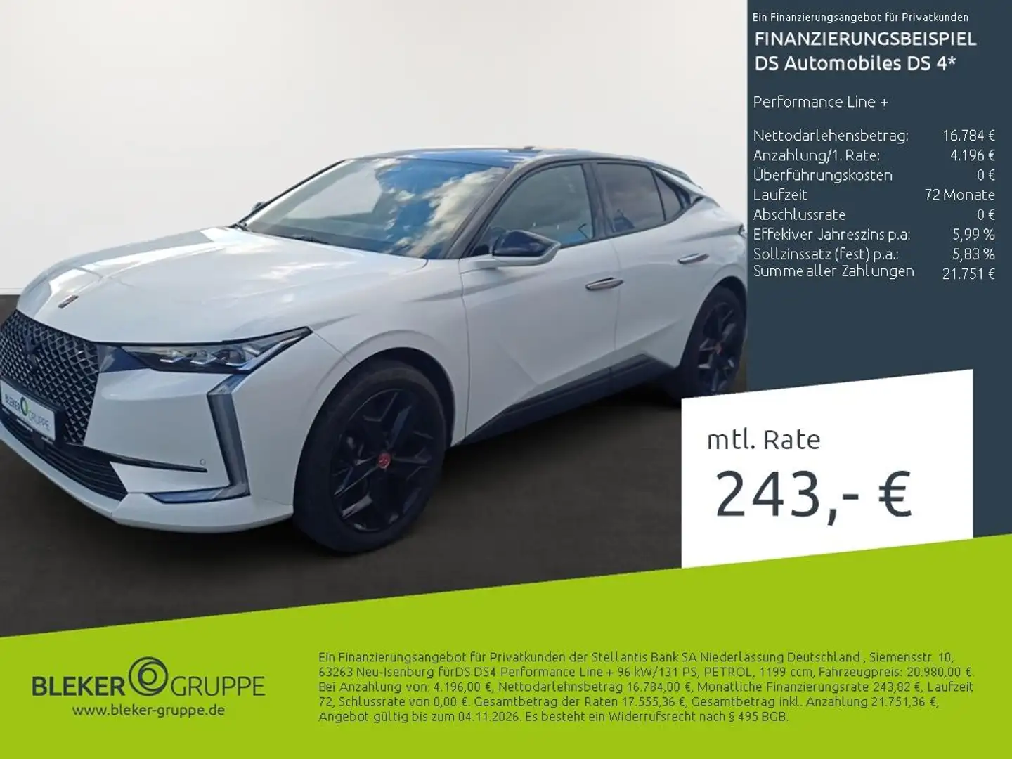 DS Automobiles DS 4 Performance Line + Weiß - 1