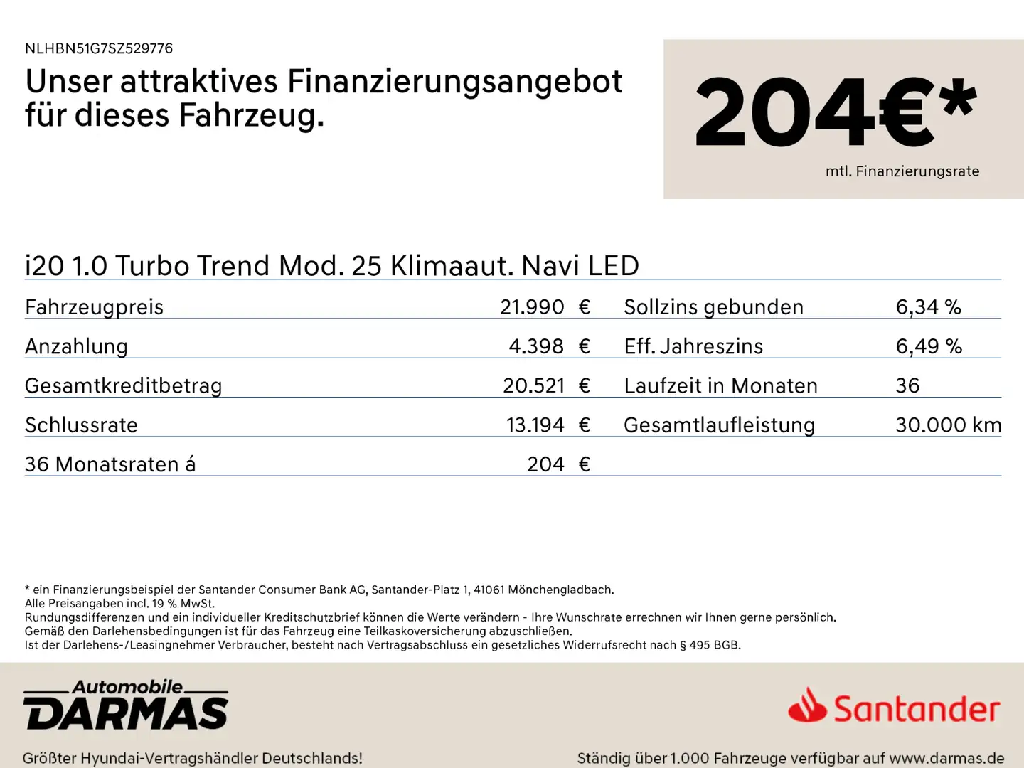 Hyundai i20 i20 1.0 Turbo Trend Mod. 25 Klimaaut. Navi LED Weiß - 2