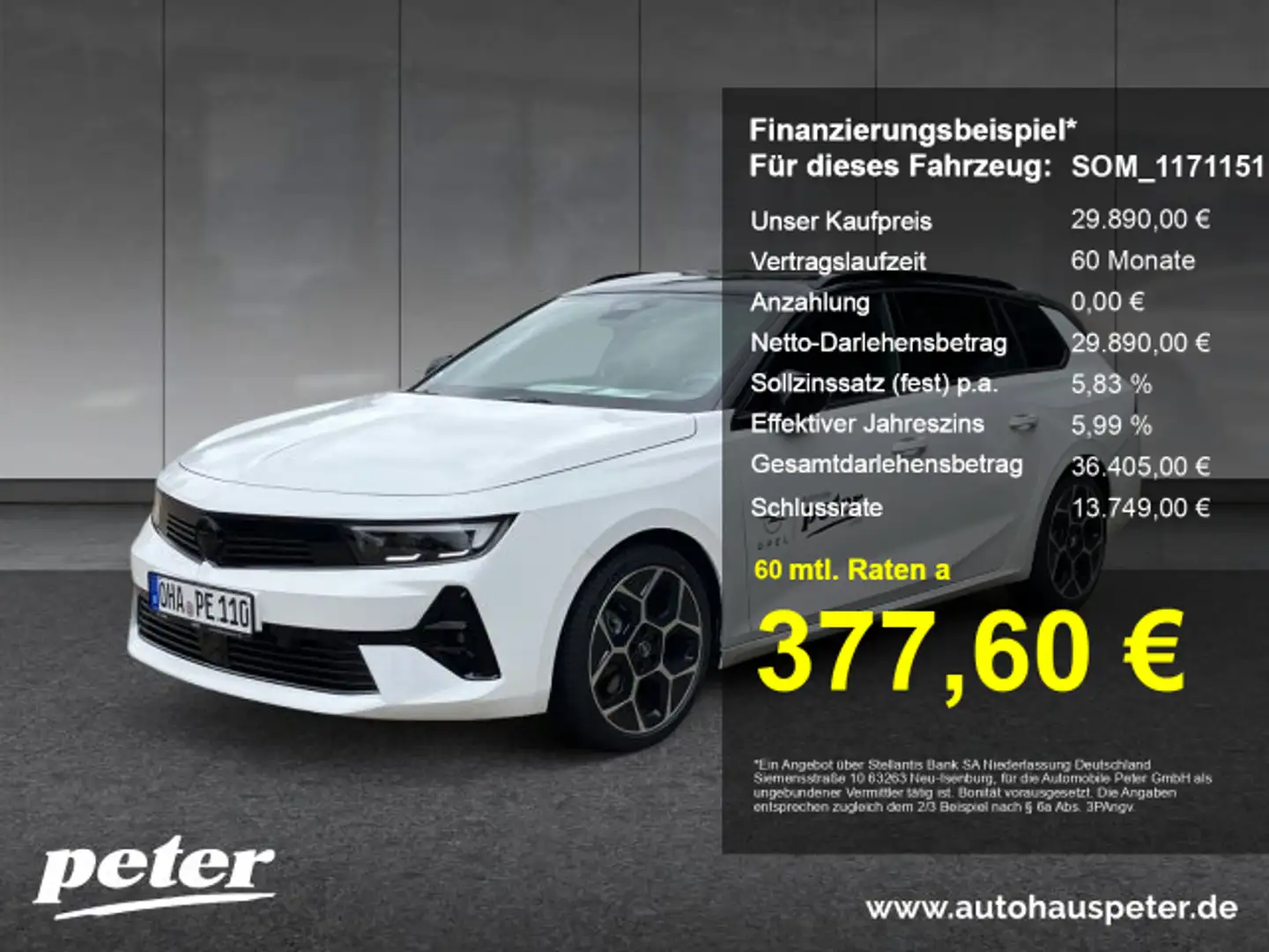 Opel Astra Astra ST GS 1.2 Schiebedach Adapt. Tempomat Navi Weiß - 1
