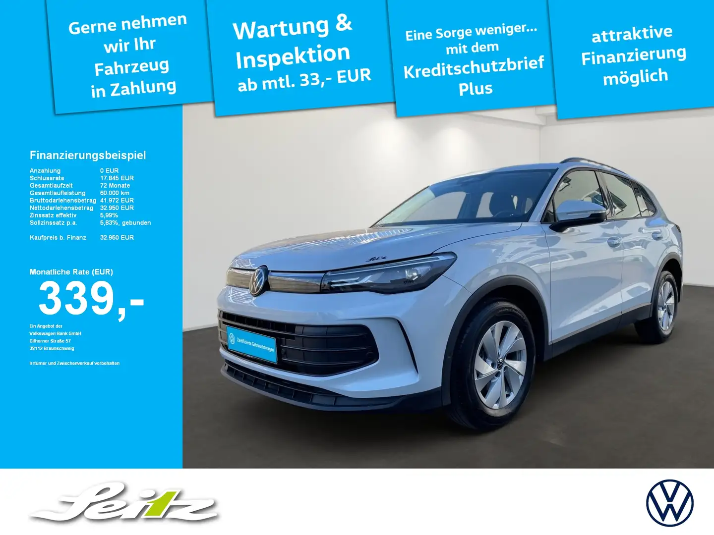 Volkswagen Tiguan 1.5 eTSI *AHK*LED*KAMERA*NAVI* Weiß - 1