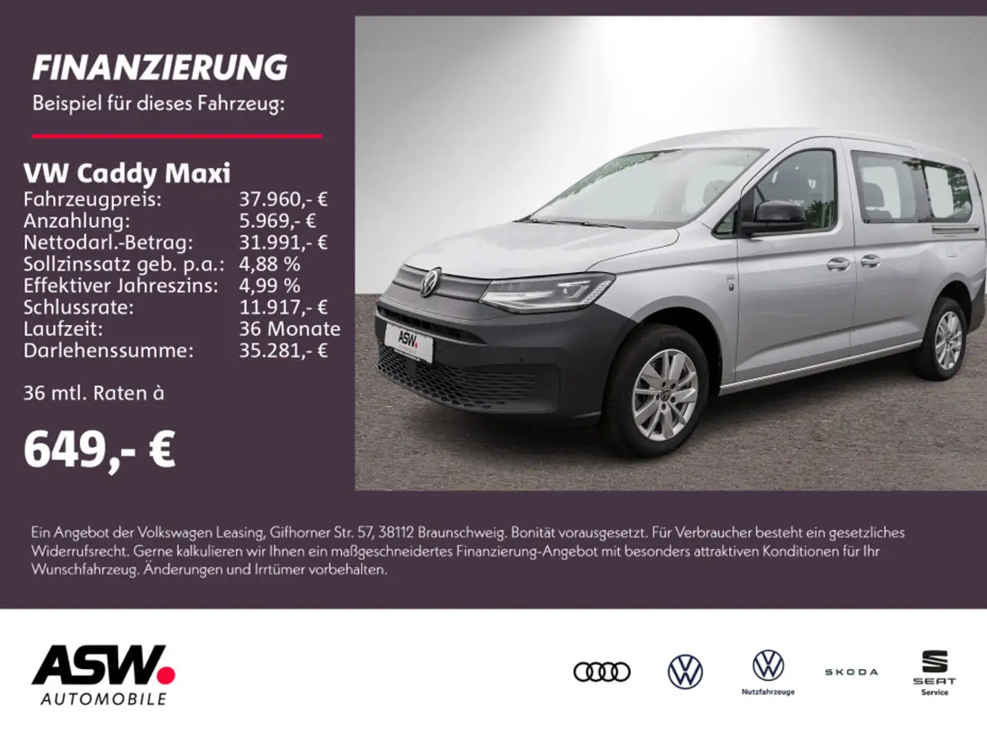Volkswagen Caddy 1.5TSI DSG RollstuhlRampe LED SHZ PDC Argent - 1