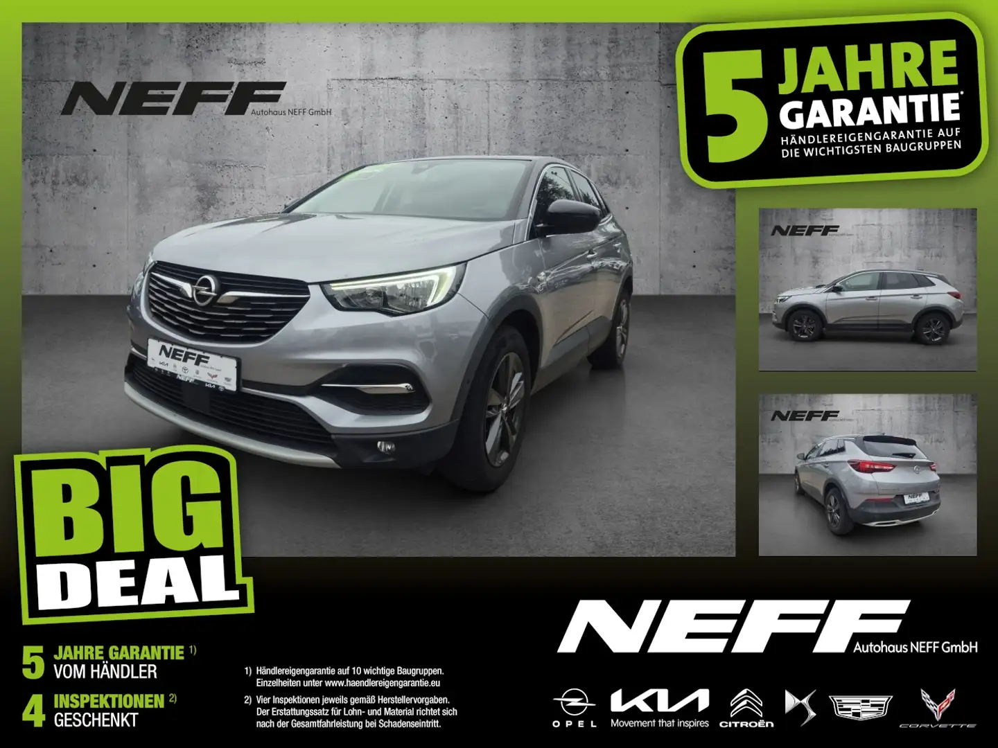 Opel Grandland X 1.2 Turbo 120 Jahre SHZ+Kam.+LM+PDC Grau - 1