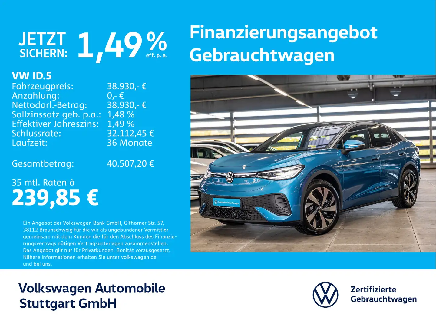 Volkswagen ID.5 Pro Navi AHK Kamera Blau - 1