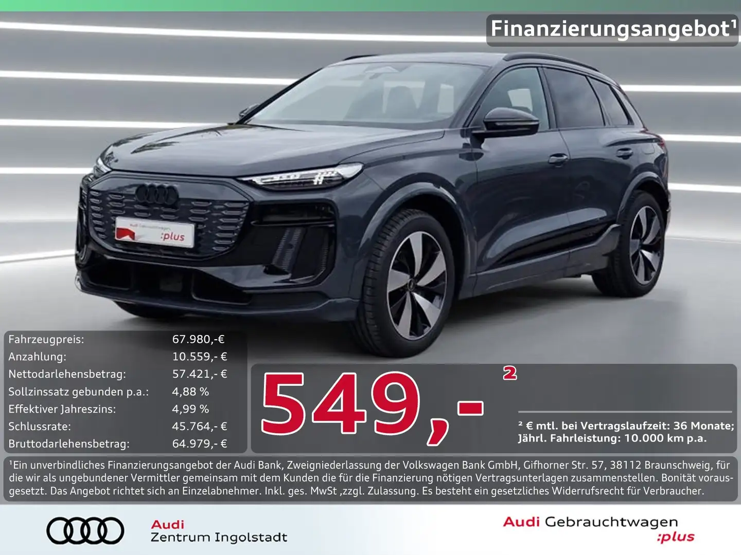 Audi Q6 e-tron qu 2x S line Tech+ MATRIX AHK B&O 20" Grau - 1