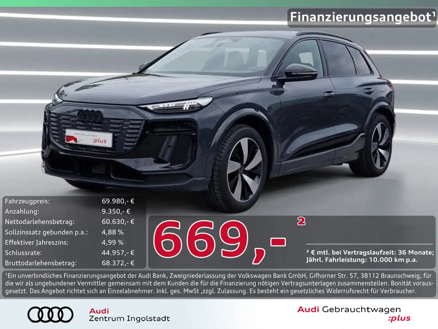 Audi Q6 e-tron qu 2x S line Tech+ MATRIX AHK B&O 20" Grau - 1