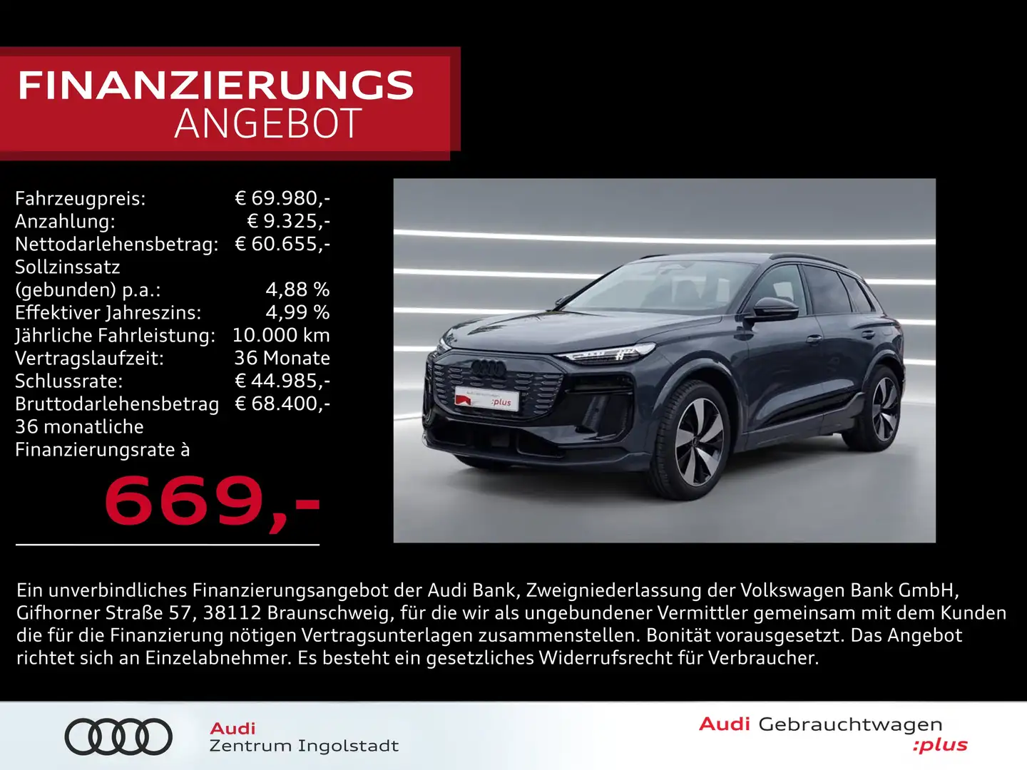 Audi Q6 e-tron qu 2x S line Tech+ MATRIX AHK B&O 20" Grau - 1