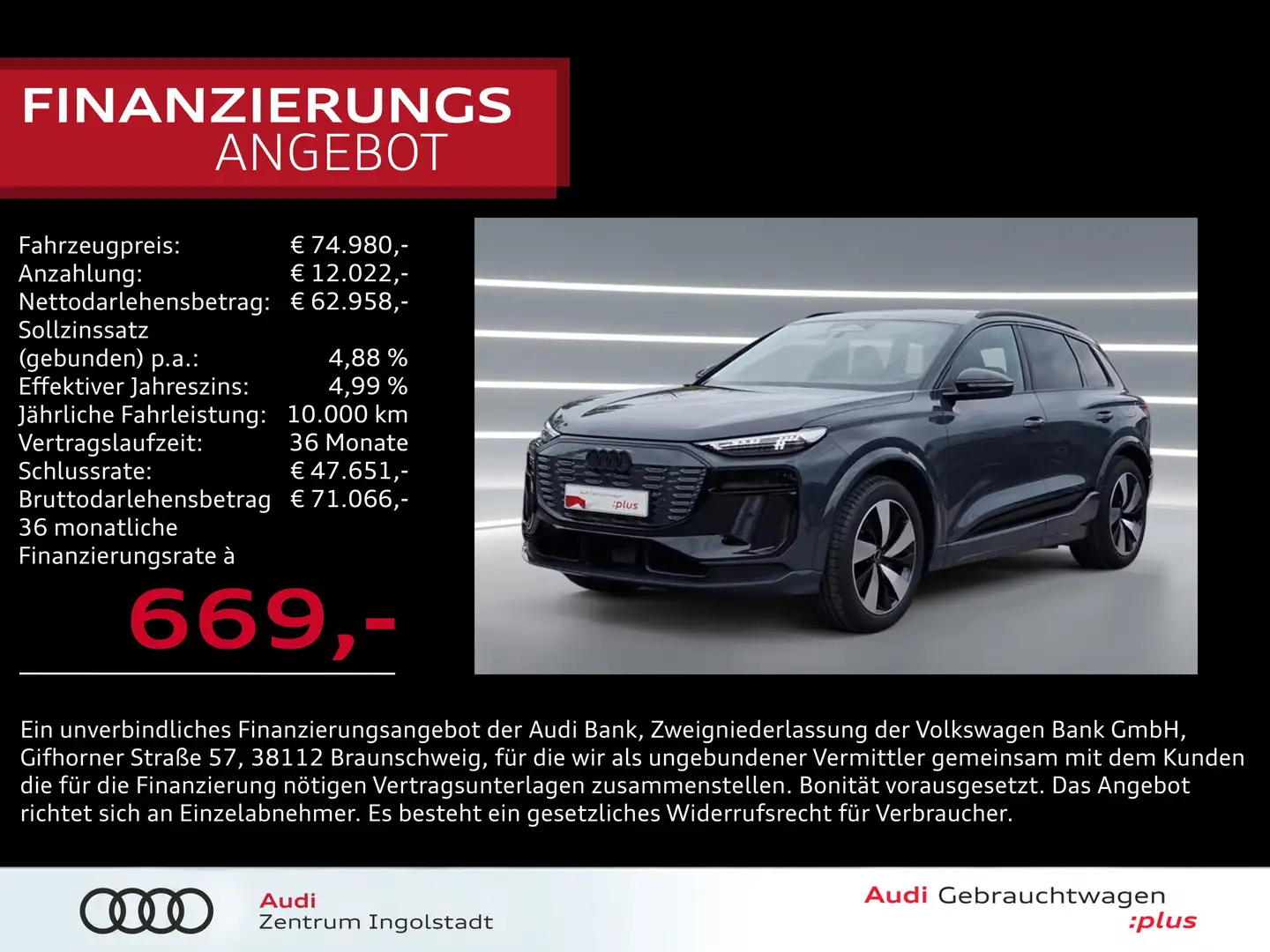 Audi Q6 e-tron SUV qu 2x S line Tech+ MATRIX AHK 20" Grau - 1