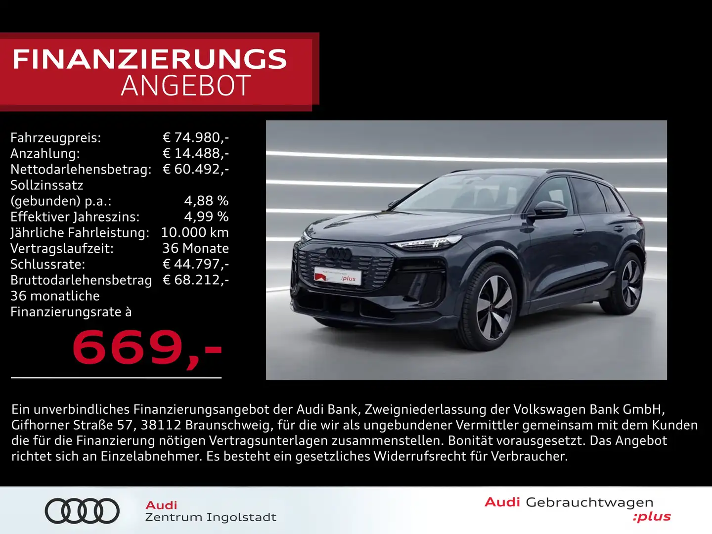 Audi Q6 e-tron SUV qu 2x S line Tech+ MATRIX AHK 20" Grau - 1