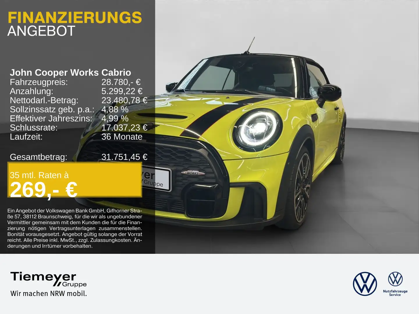 MINI John Cooper Works Cabrio LED HuD H/K KAMERA Gelb - 1