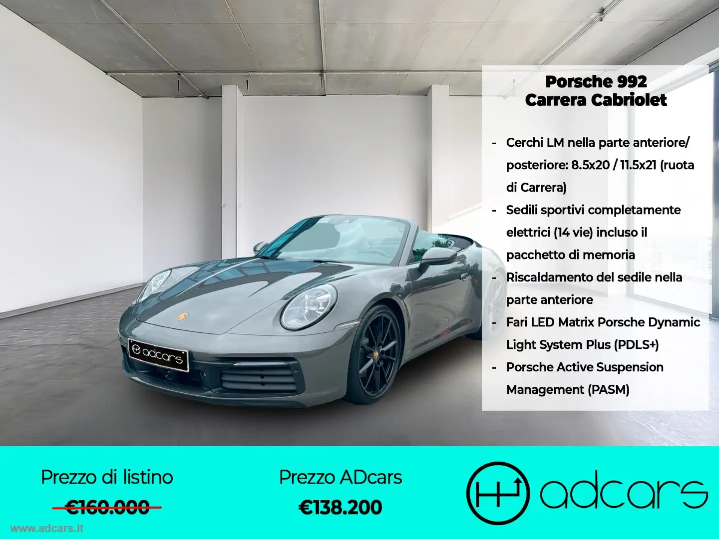 Porsche 911 Carrera Cabriolet FARI LED MATRIX PDLS+ Gris - 1