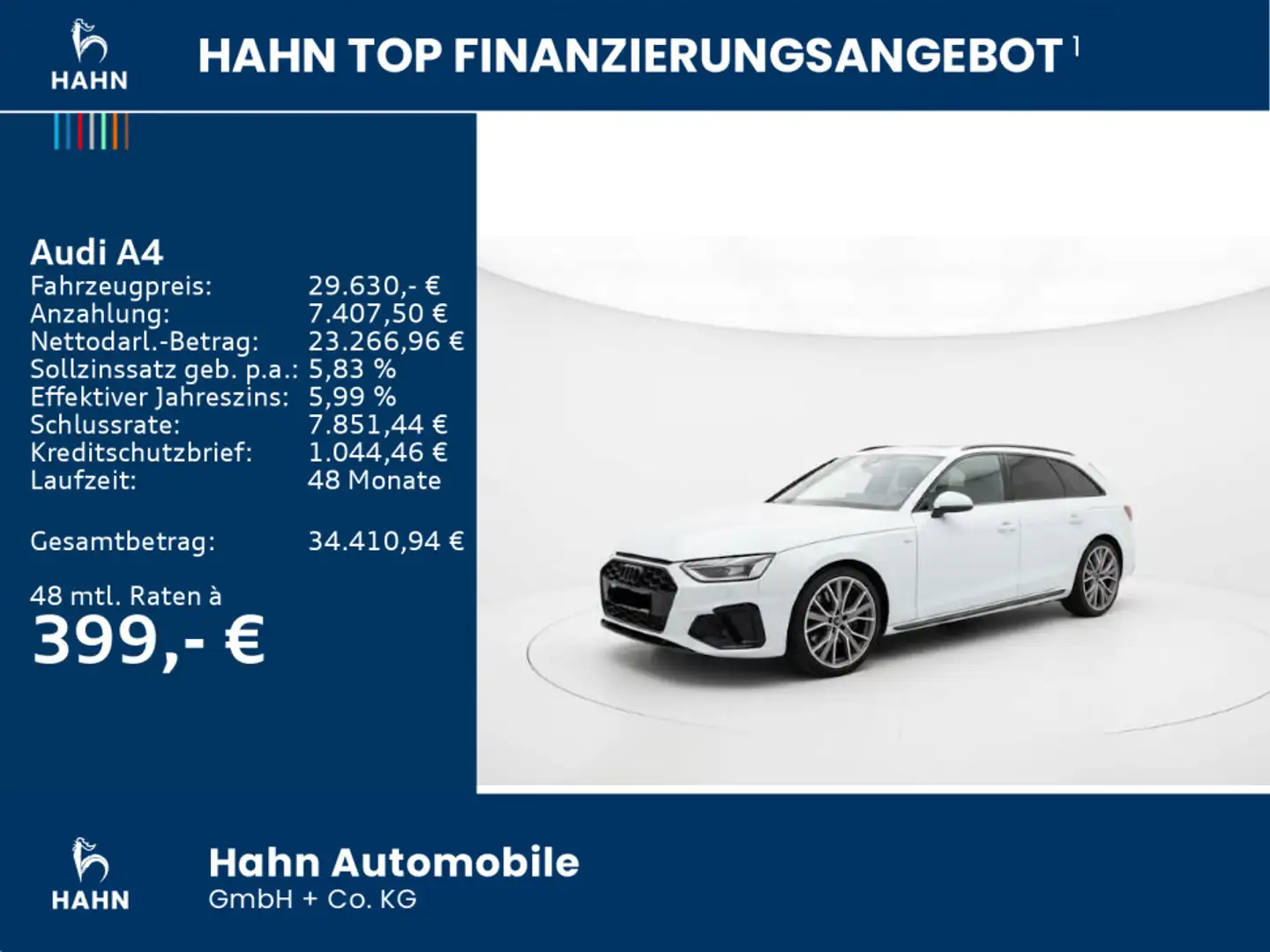 Audi A4 40 2.0TDI Avant S line ACC KAM LED NAVI Weiß - 2