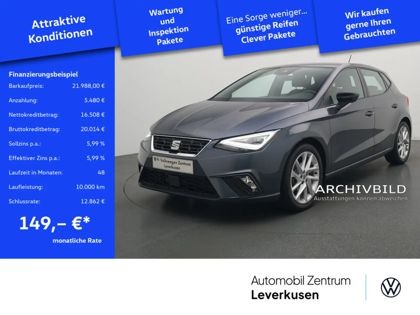 SEAT Ibiza FR DSG KAM APP CONNECT LED SHZ ACC Schwarz - 1