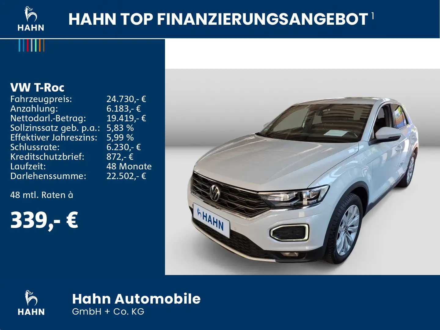 Volkswagen T-Roc 1.5TSI Sport ACC LED AppConn Sitzh PDC Cli Weiß - 2