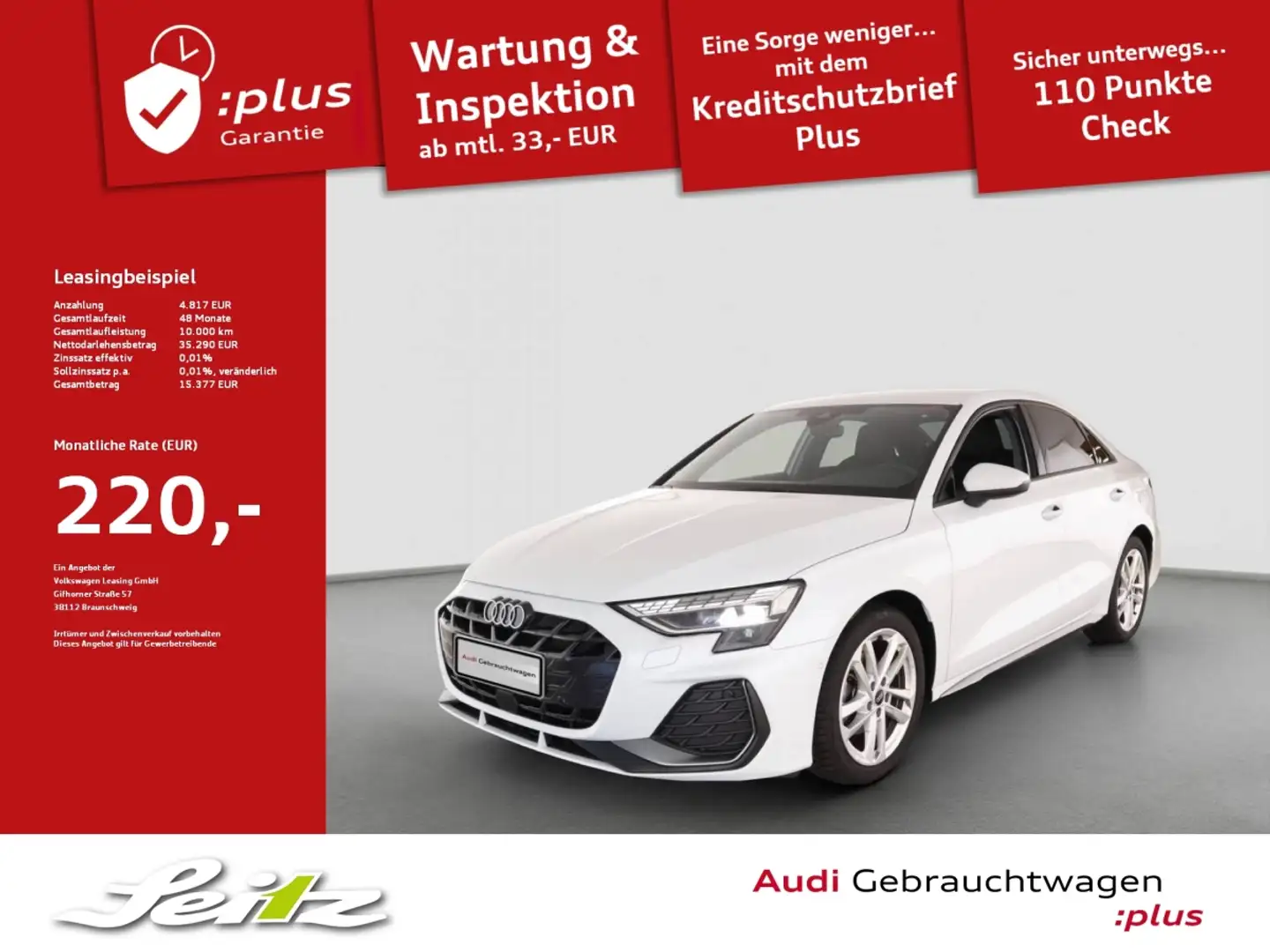 Audi A3 Limousine 30 TFSI S line *LED*NAVI*KAMERA* Weiß - 1