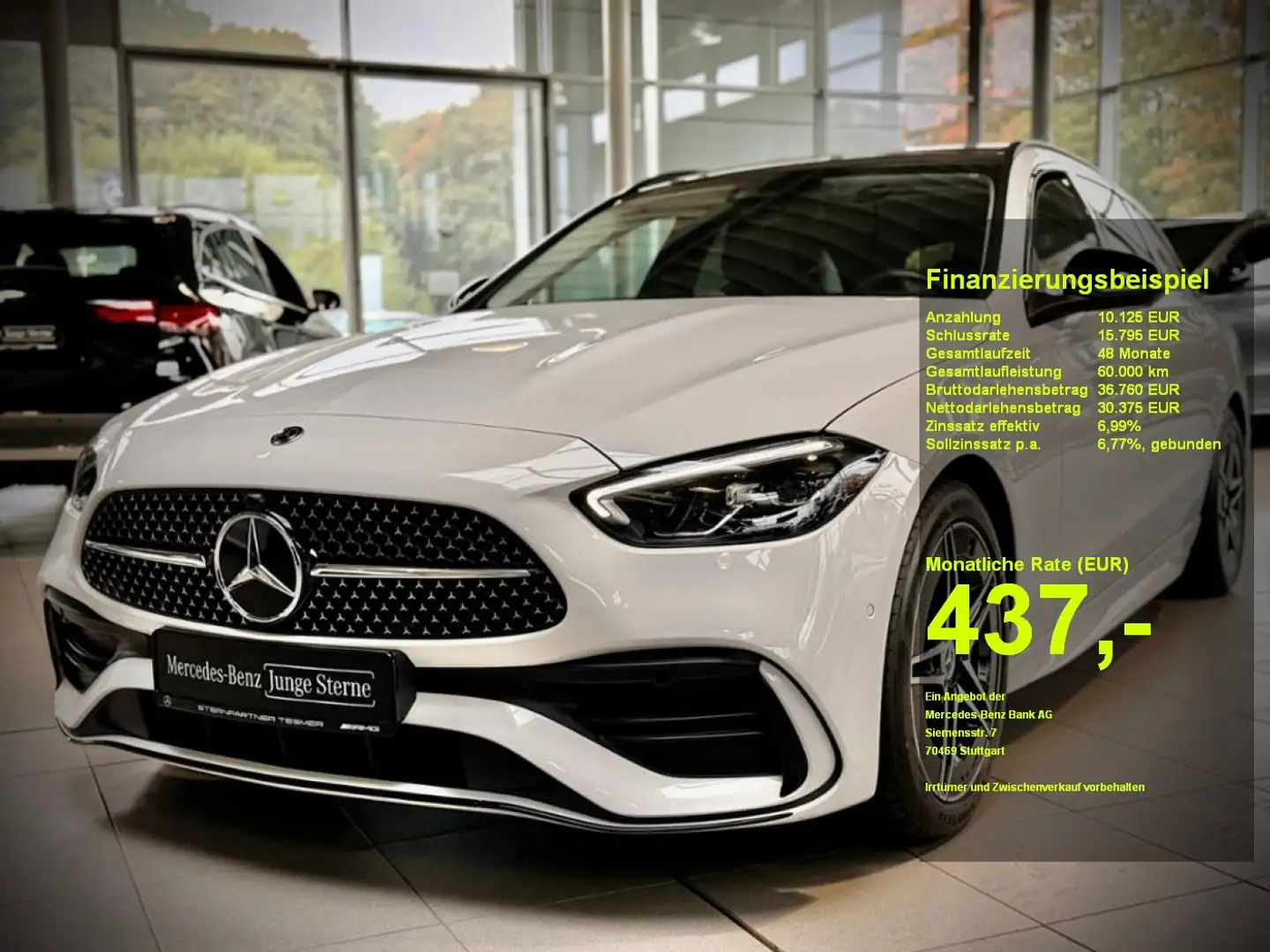 Mercedes-Benz C 200 d T AMG+AHK+PANO+Memory+Night+Lenkradheiz Weiß - 1