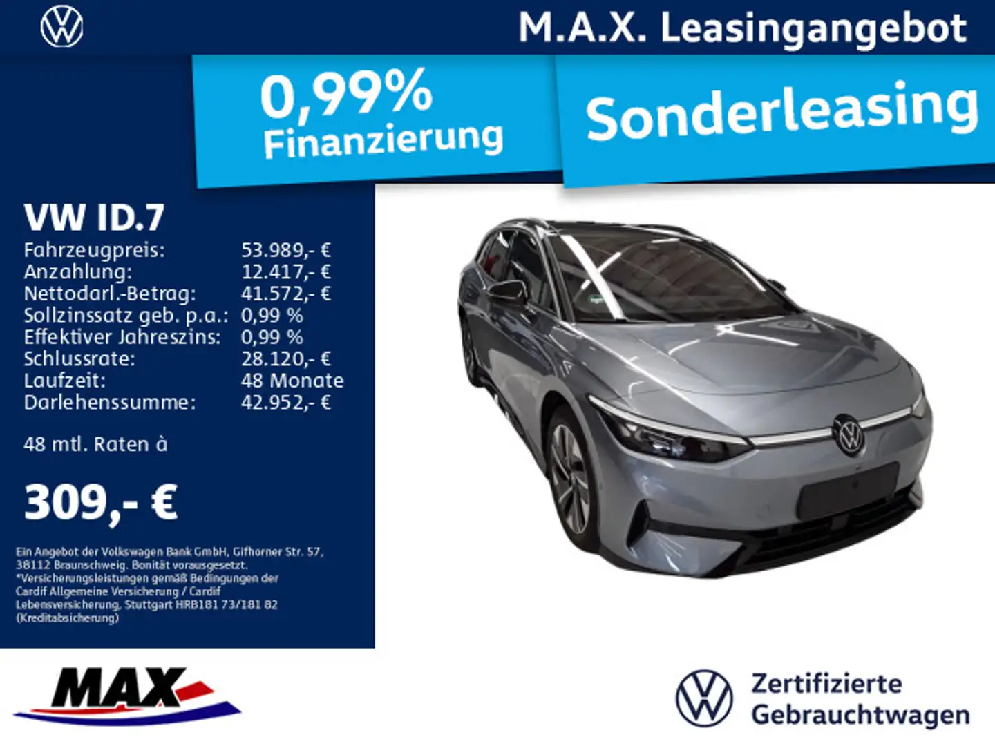 Volkswagen ID.7 Tourer PRO MATRIX+PANO+KAMERA+AHK+ Blau - 1