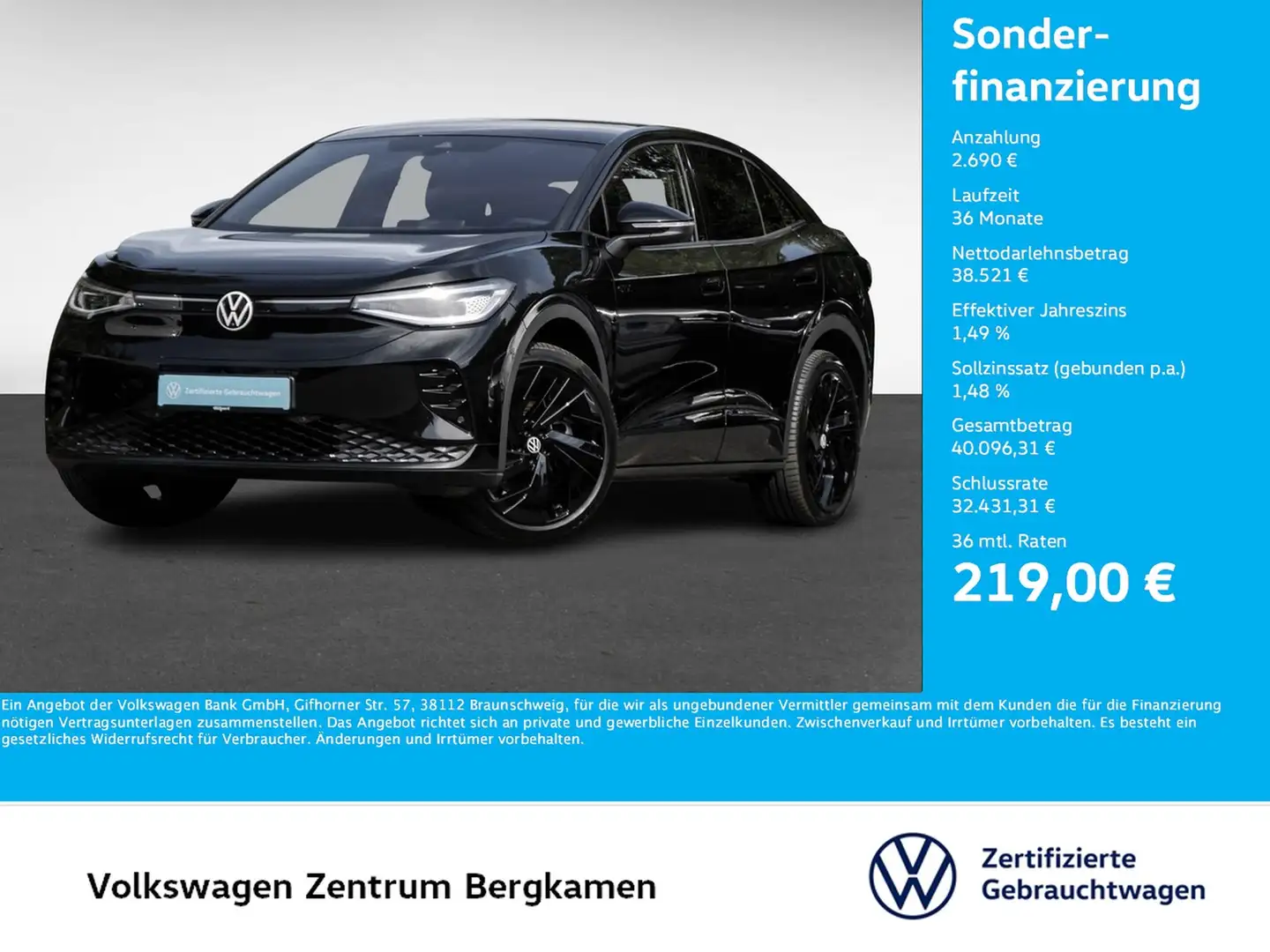 Volkswagen ID.5 GTX 4X4 WÄRMEPUMPE 360°CAM ACC LM21 NAVI Schwarz - 1