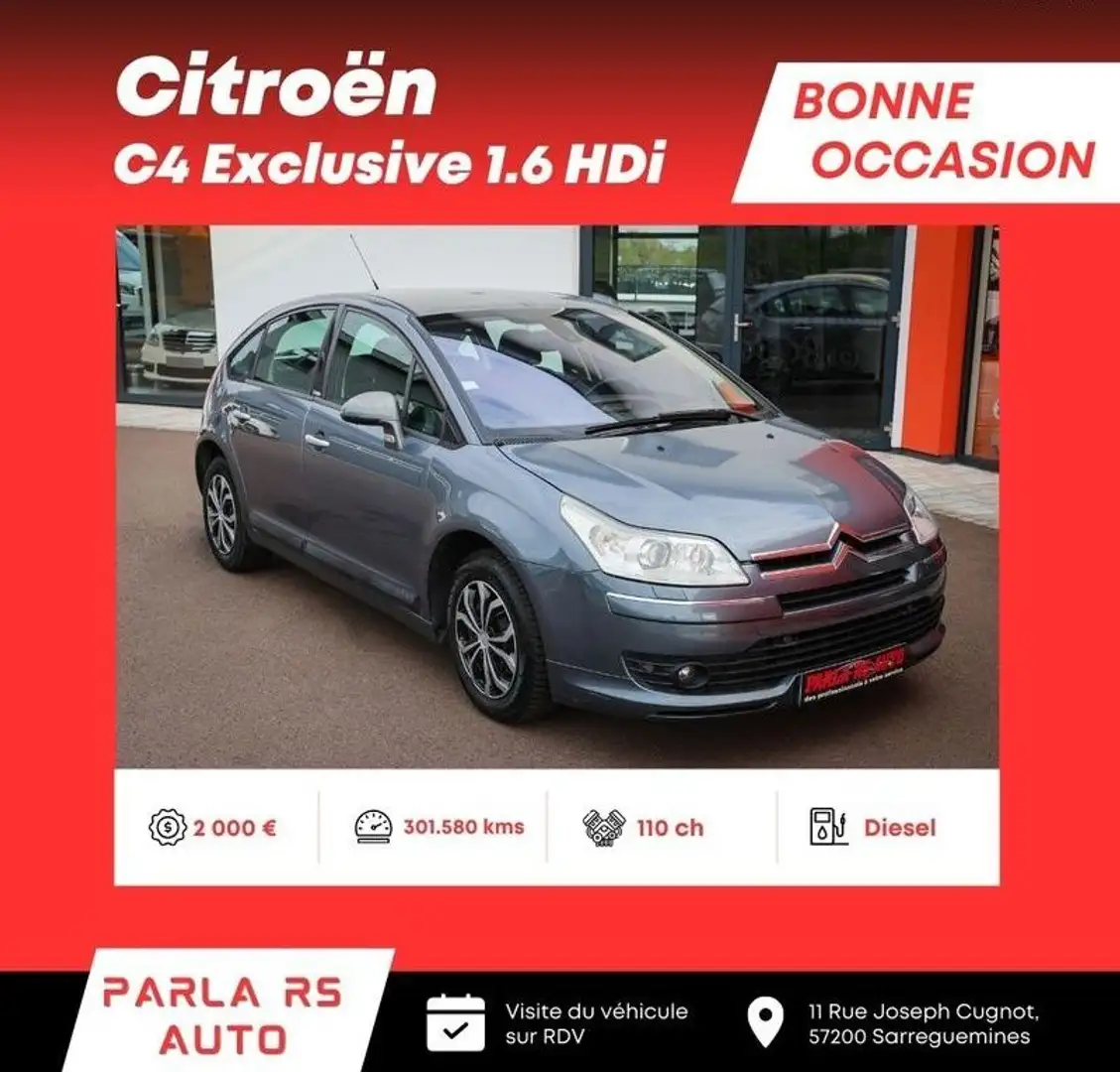 Citroen C4 Citroën Exclusive 1.6 HDi 16V 110ch Gris - 1