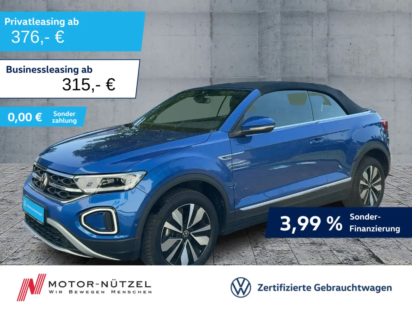 Volkswagen T-Roc 1.5 TSI DSG 5JG+LEDplus+NAVI+AHK Blau - 1