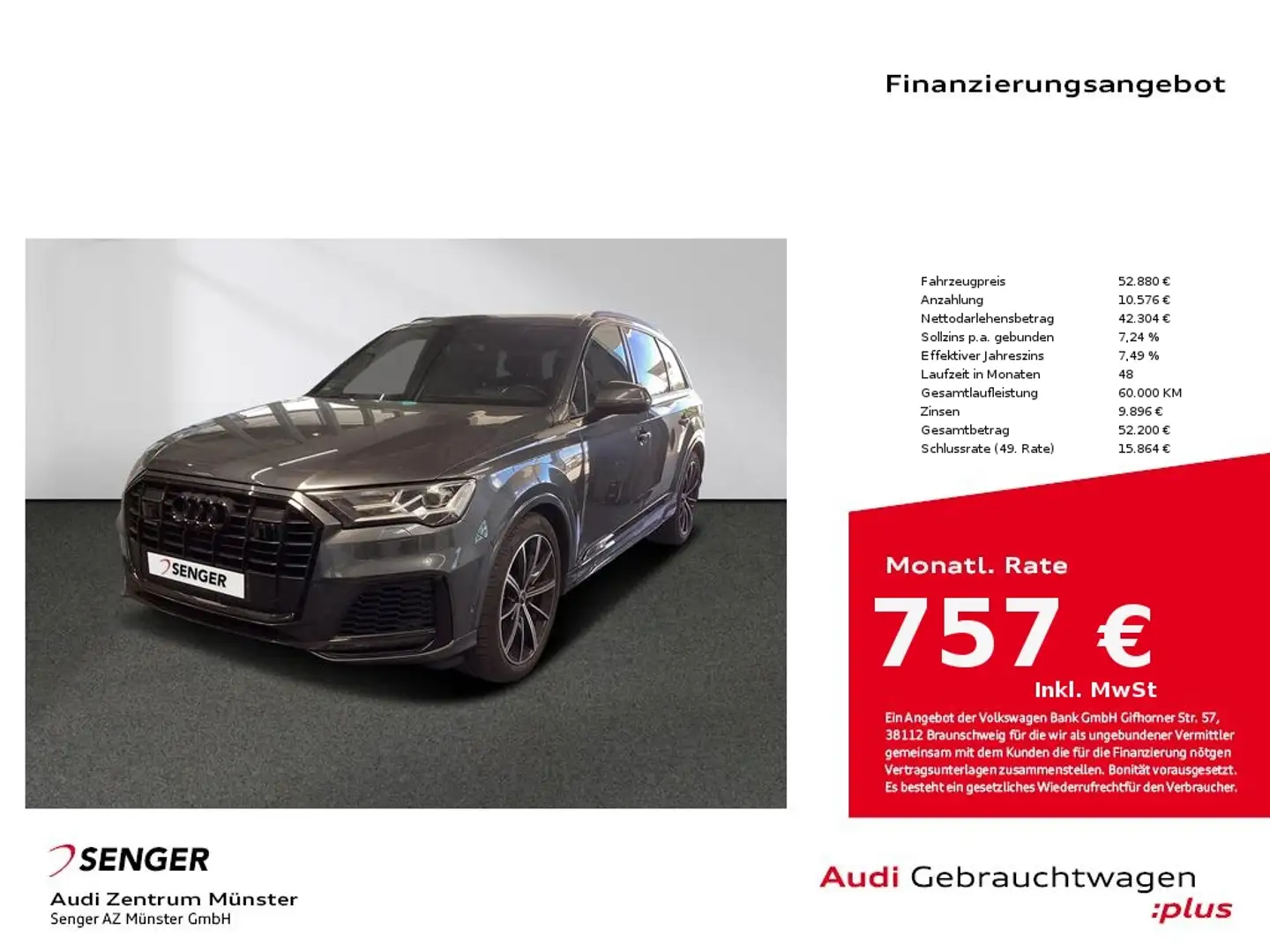 Audi Q7 55 TFSI e S line quattro MMI LED Pano B&O AHK Grey - 1