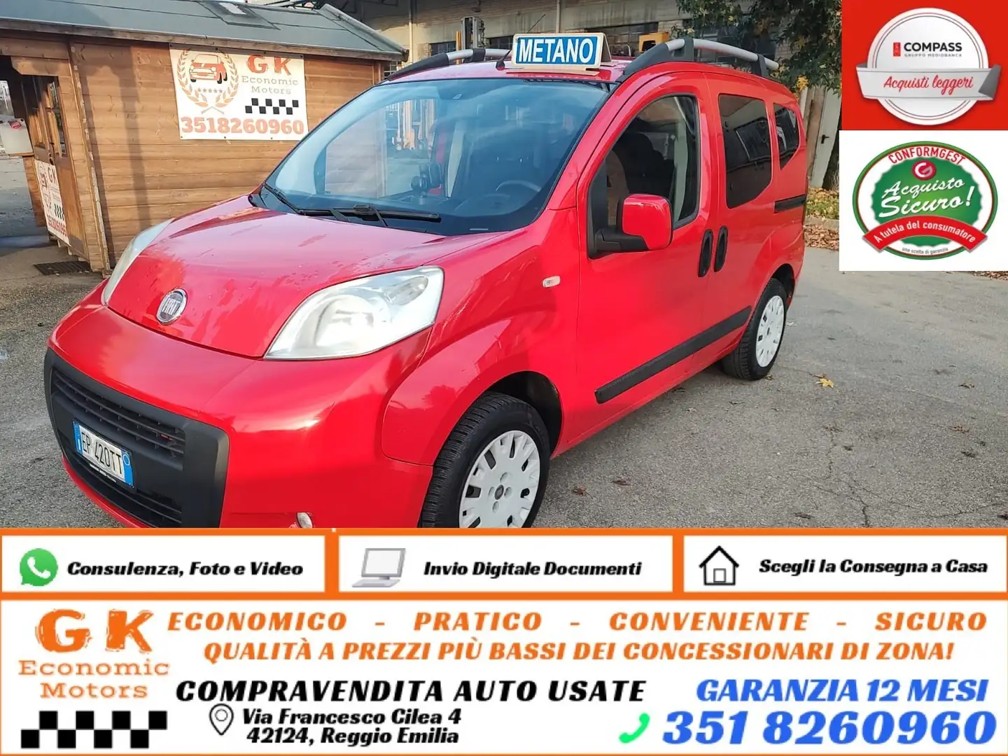 Fiat Qubo 1.4 8V 77 CV 57kw Dynamic Natural Power, OK NEOPAT Красный - 1