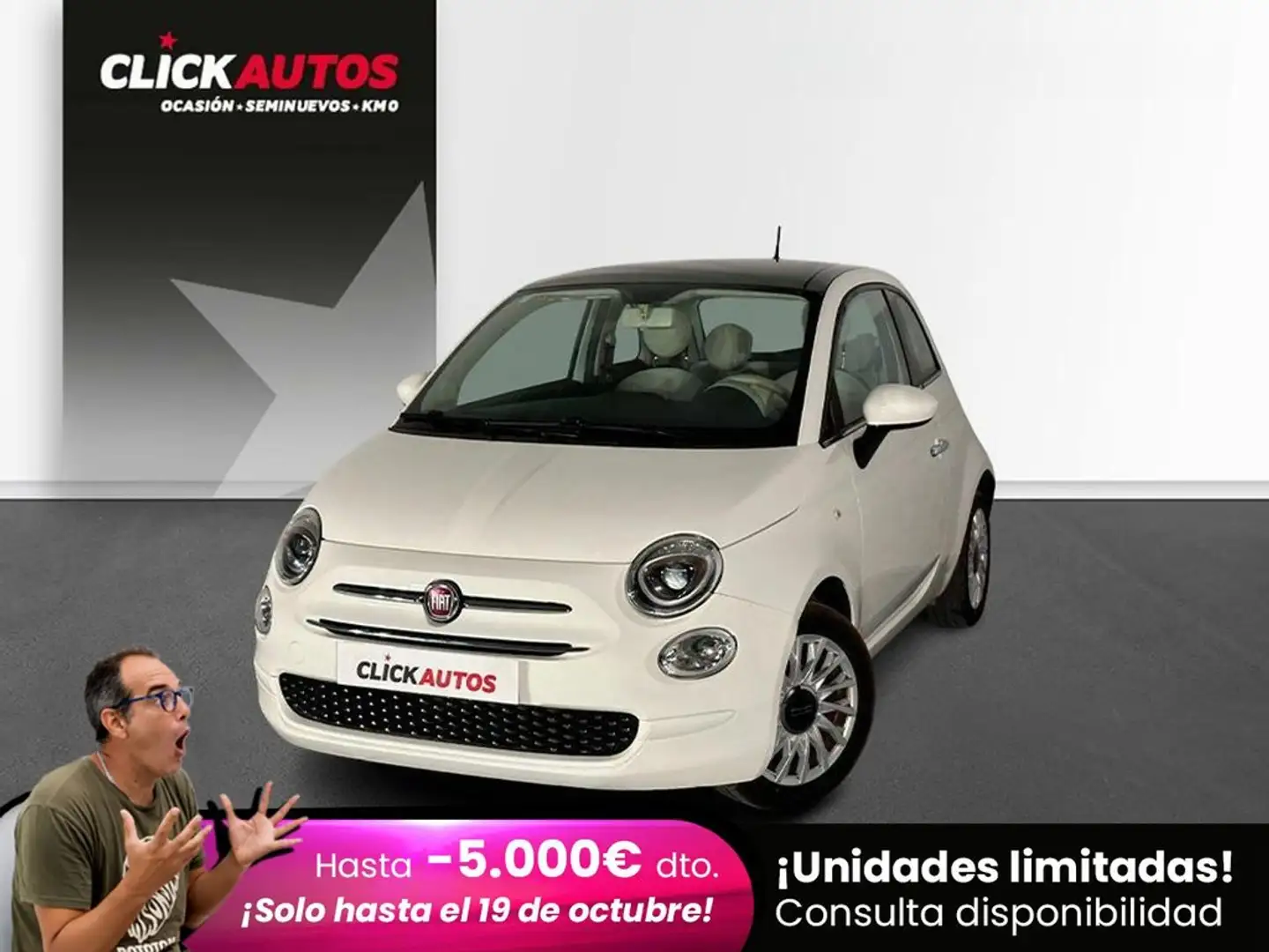 Fiat 500 1.2 Lounge MTA Blanc - 1