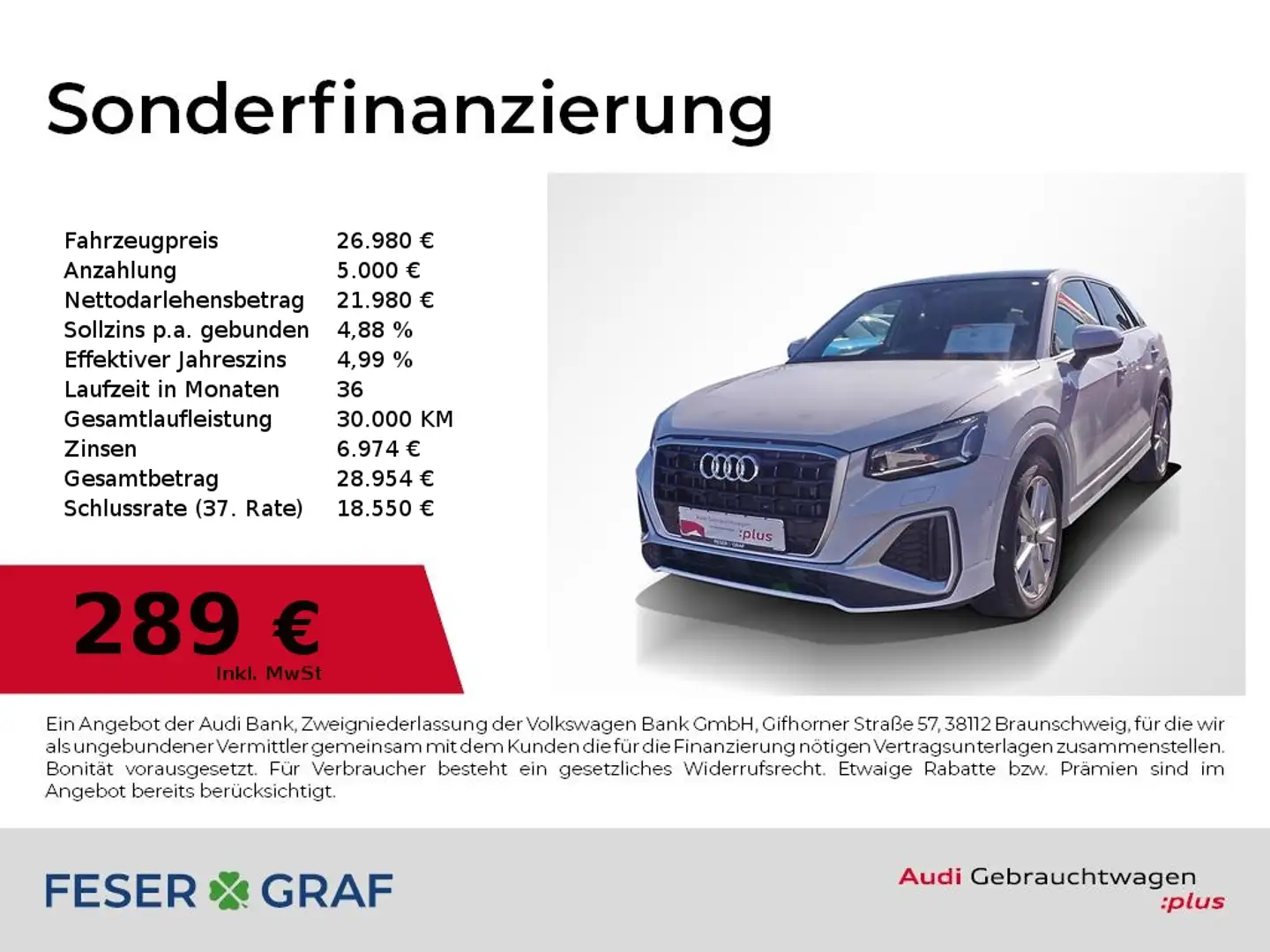Audi Q2 35 TFSI S tronic S Line Ext Pano,Kamera,Navi Weiß - 1