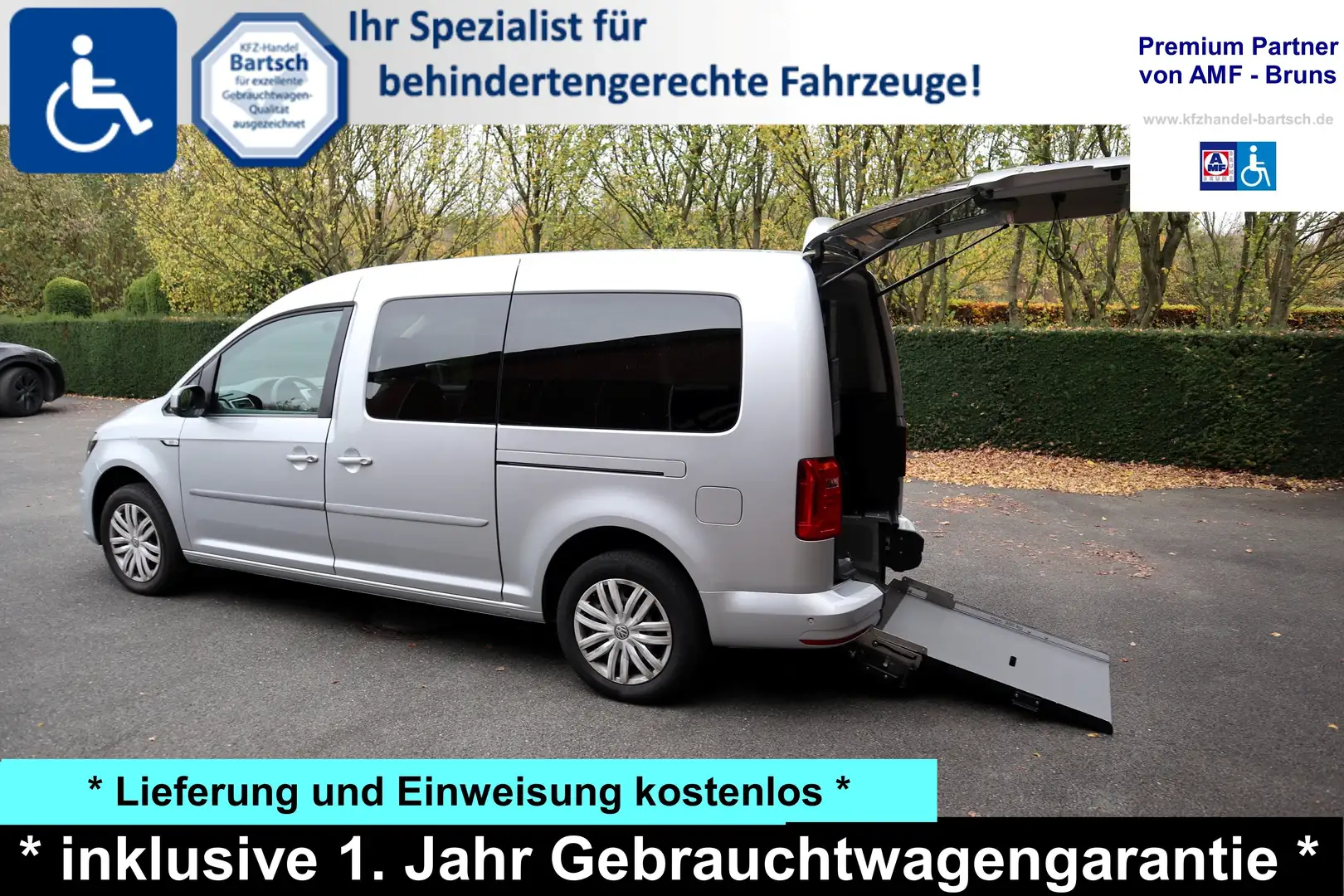 Volkswagen Caddy Maxi 2,0 TDI*rollstuhlgerecht*Flexrampe*Garantie** Silber - 1