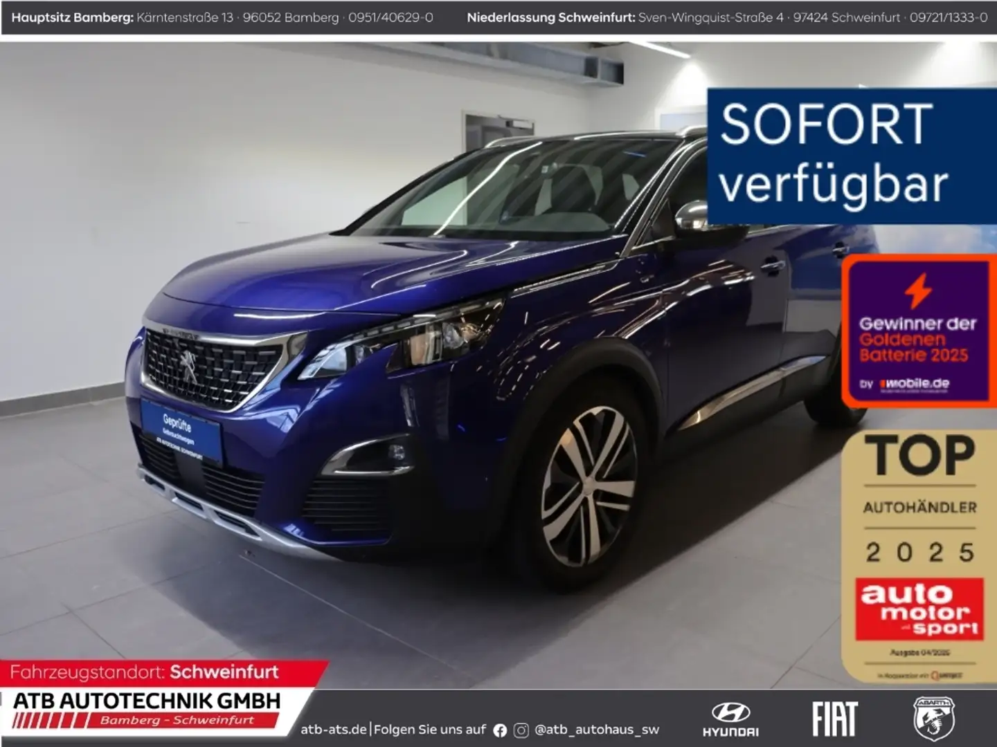 Peugeot 3008 BlueHDi 180 2.0 l EAT8 GT AHK-abnehmbar El. Panoda Blu/Azzurro - 1