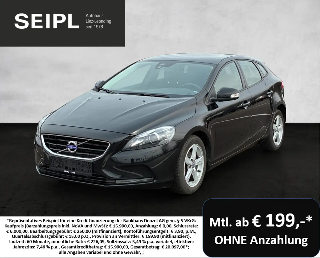 Volvo V40 D2 Kinetic*Bluetooth*Winterpaket*1. Besitz* Schwarz - 1